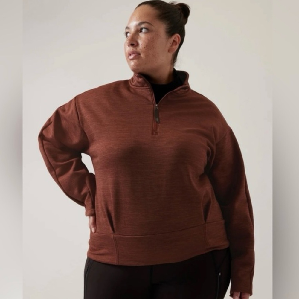Athleta Altitude Polartec Half Zip Sweatshirt Women's Size L Brown
